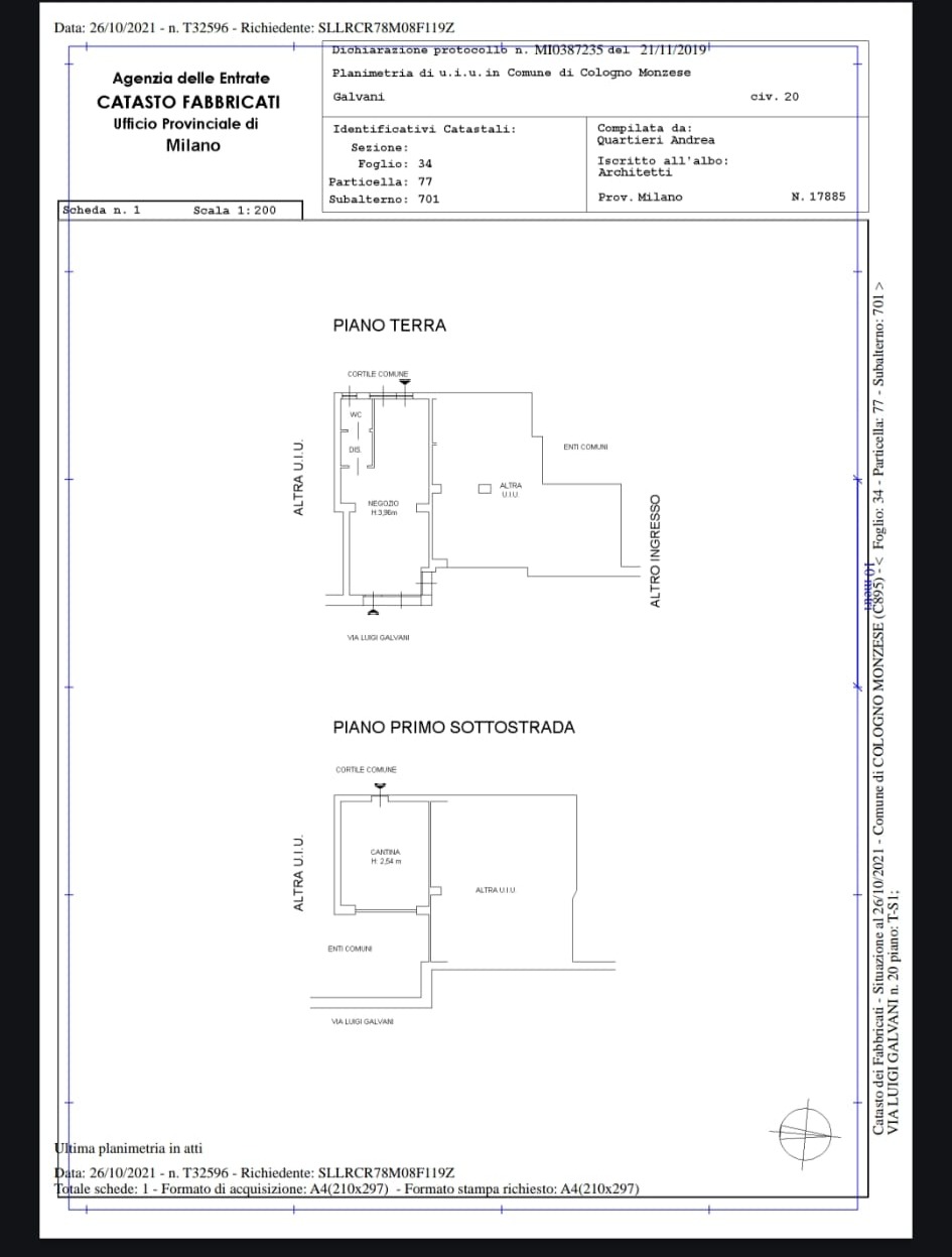 Spatiu Comercial ,magazin !Cologno Monzese (MILANO) Via L. Galvani n. 20